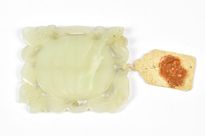 Lot 1079 - A Chinese jade carved pierced plaque...