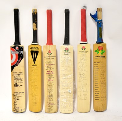 Lot 383 - Six Lancashire County Cricket Club bats