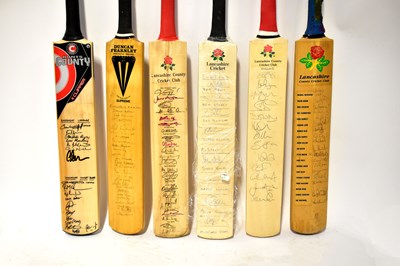 Lot 383 - Six Lancashire County Cricket Club bats