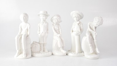 Lot 396 - SPODE; five blanc de Chine figures of children...