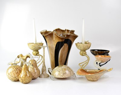 Lot 417 - A collection of 'Amelia Art Glass' in brown...