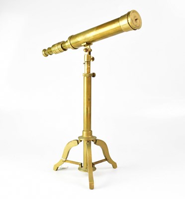 Lot 204 - A brass telescope on an adjustable telescopic...