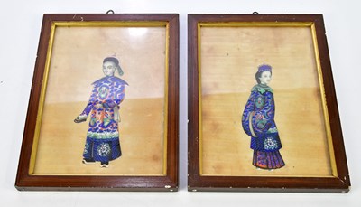 Lot 1147 - Two Chinese 18th century pith paintings...