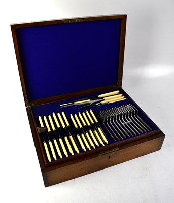 Lot 649 - An oak canteen of silver plated cutlery