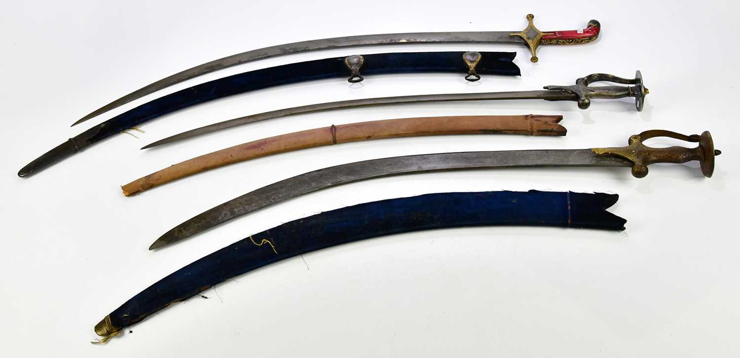 Lot 443 - Three Indian talwar, to include an example