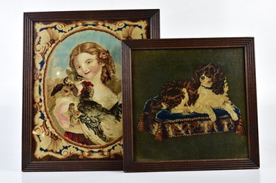 Lot 5113 - Two Victorian woolworks, one of a spaniel on...