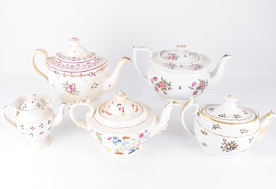 Lot 269 - Five Victorian teapots of various shapes,...