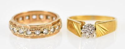 Lot 274 - An 18ct yellow gold single stone dress ring,...