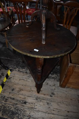 Lot 1211 - An 18th century pine cricket table with brass...