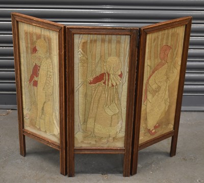 Lot 91 - An Edwardian three leaf folding firescreen...