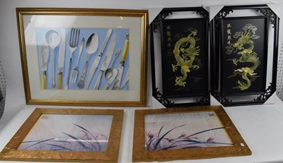 Lot 269 - PETER R HILL; watercolour, display of cutlery...