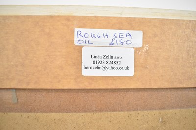 Lot 258 - LINDA ZELIN; an abstract oil on board, coastal...