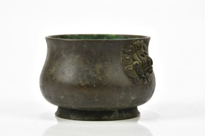 Lot 1006 - An 18th century Chinese bronze censer, with...