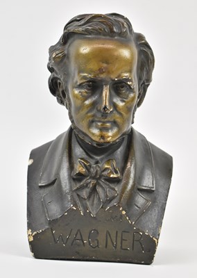 Lot 354 - A plaster bust of Wagner, inscribed to front...