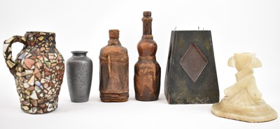 Lot 375 - Two 19th century leather surrounded glass...