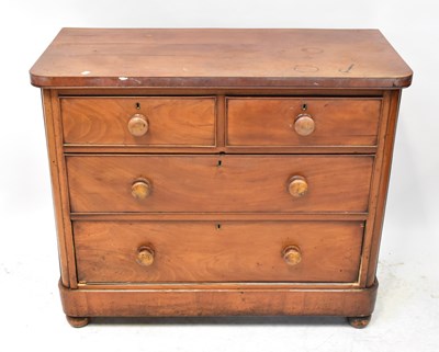 Lot 2 - A Victorian mahogany chest of two short over...