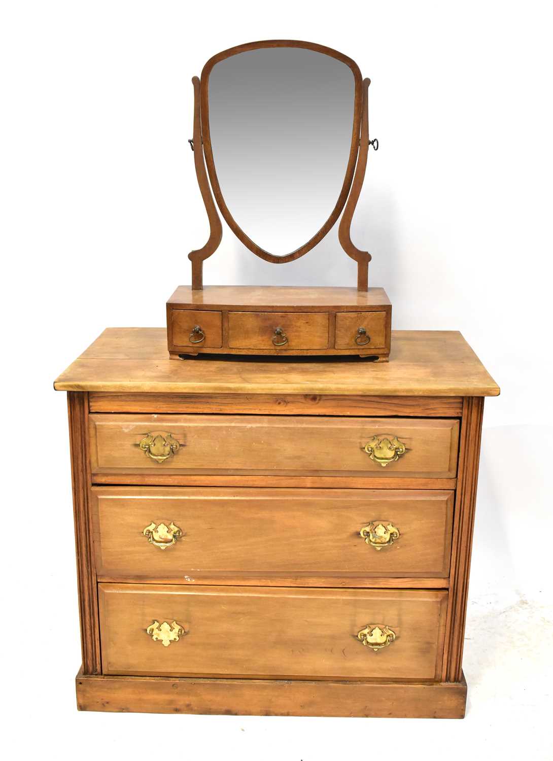 Lot 8 - An Edwardian satinwood dressing chest of three...