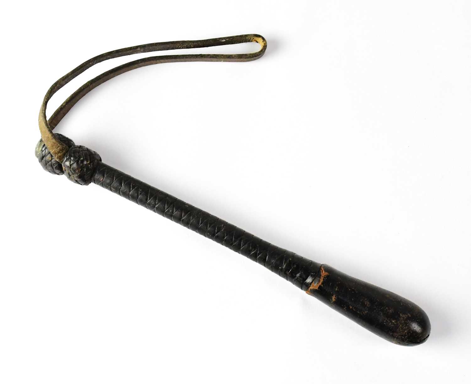 Lot 182 - A weighted leather fishing priest, length 22cm.