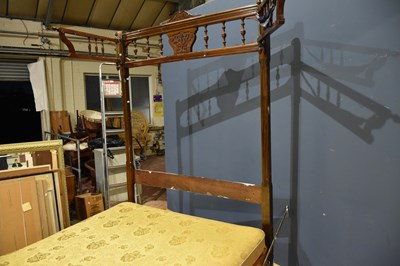 Lot 36 - An Edwardian double bedstead, with carved...