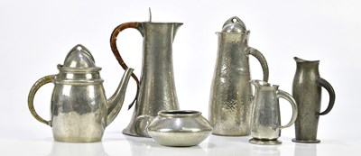 Lot 307 - A collection of English and Tudric pewter to...