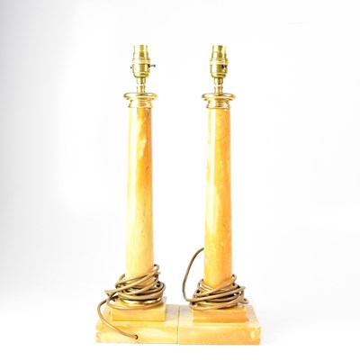 Lot 107 - A pair of marble-effect brass mounted table...