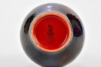 Lot 61 - ROYAL DOULTON; a veined flambe baluster shaped...