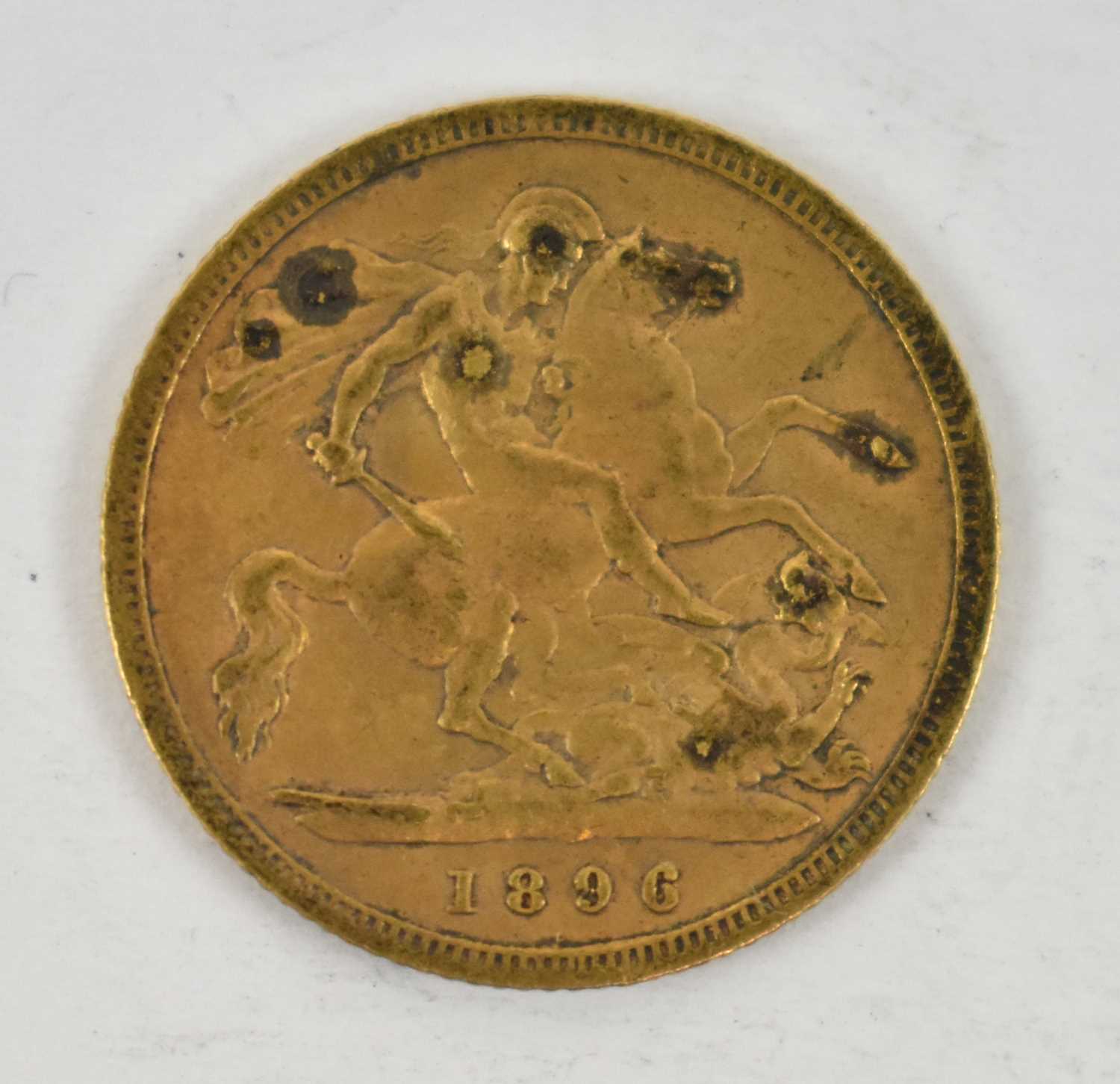 Lot 855 - A Victorian 1896 half sovereign, old head.