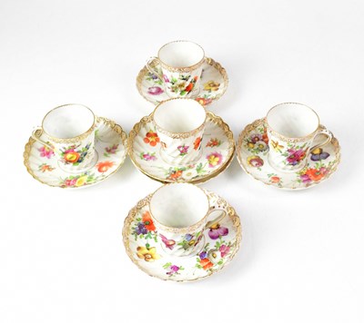 Lot 310 - DRESDEN; a gilt-heightened floral part tea...