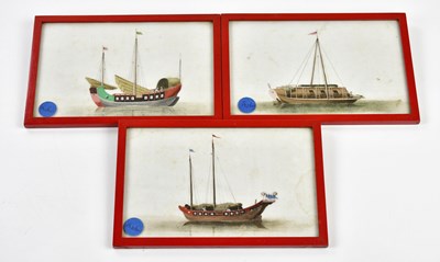 Lot 1039 - Three 18th century Chinese pith paintings, the...