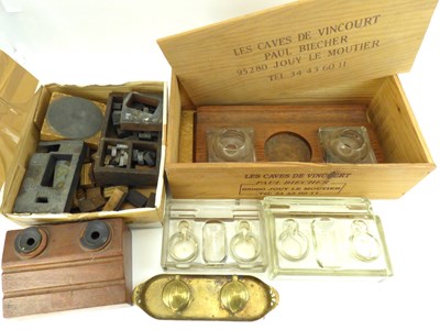 Lot 95 - Various early 20th century desk inkwells