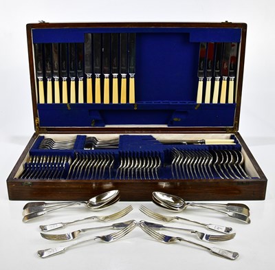 Lot 424 - An oak cased canteen of silver plated cutlery...