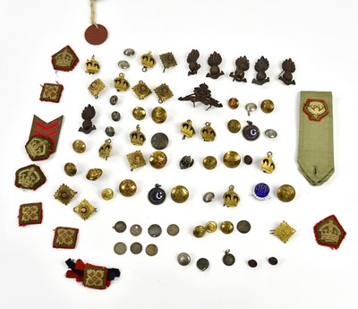 Lot 453 - A collection of assorted cap badges, buttons...