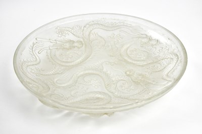 Lot 1109 - A Chinese frosted glass charger decorated with...