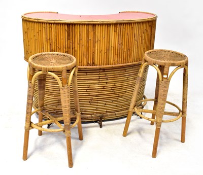 Lot 75 - A freestanding bamboo kidney-shaped bar