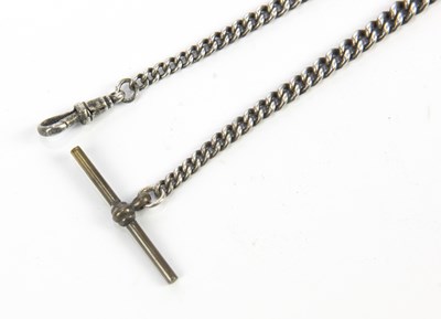 Lot 3039 - A hallmarked silver watch chain and T-bar,...