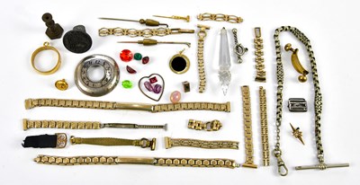 Lot 773 - A small collection of gold plated watch straps,...