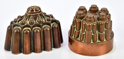 Lot 412 - Two 19th century copper jelly moulds.