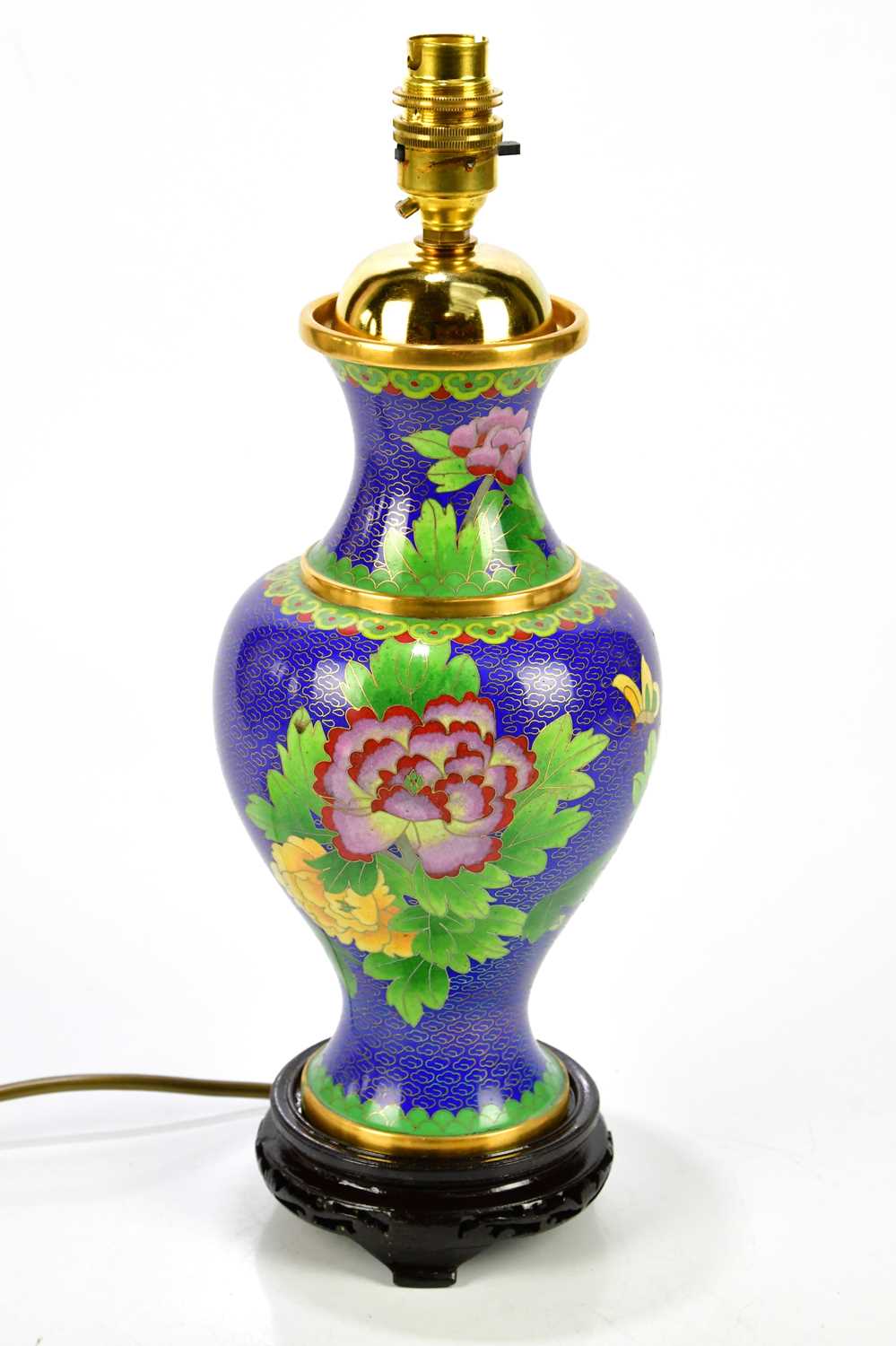 Lot 1627 - A modern cloisonne lamp, 40cm.