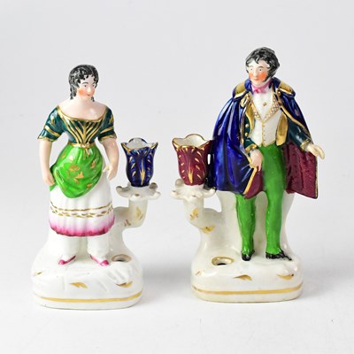 Lot 380 - A pair of 19th century Staffordshire figural...