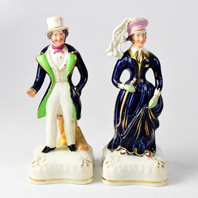 Lot 382 - A pair of 19th century Staffordshire pottery...