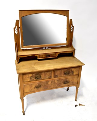 Lot 59 - An Edwardian stripped walnut and burr walnut dressing chest