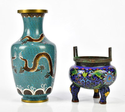 Lot 1108 - A Chinese cloisonné vase decorated with a pair...