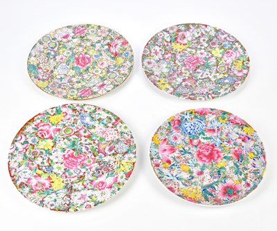 Lot 1148 - Four various Chinese Famille Rose plates, one...