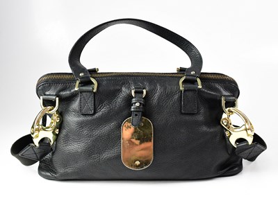 Lot 210 - MULBERRY; a black leather and brass handbag...