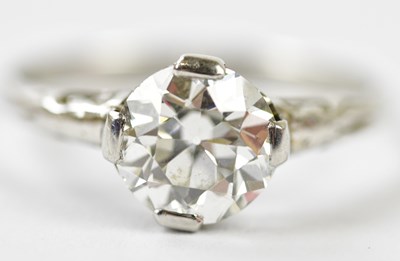 Lot 50 - An antique white metal diamond solitaire ring,...