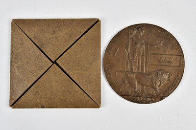 Lot 5125 - A WWI bronze memorial plaque awarded to...