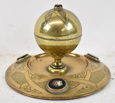 Lot 330 - A French 19th century brass inkwell with...