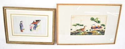 Lot 253 - A Chinese pith painting depicting two ducks,...