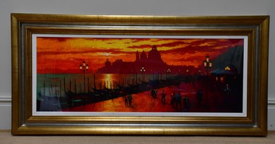 Lot 210 - TONY ROME; pastel, 'Sunset On The Grand Canal -...