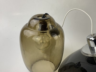 Lot 5194 - A pair of smoked art glass light shades, 31cm,...
